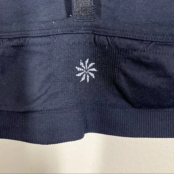 Athleta Black Womens Fitted Seamless Racer Back Sports Bra Size Medium - Picture 3 of 8